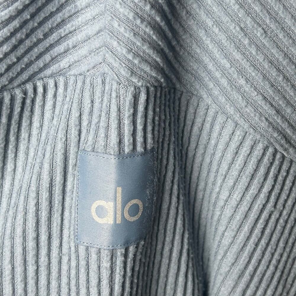 alo yoga muse crop blue gray long sleeve relaxed fit ribbed hoodie size S - Picture 4 of 7